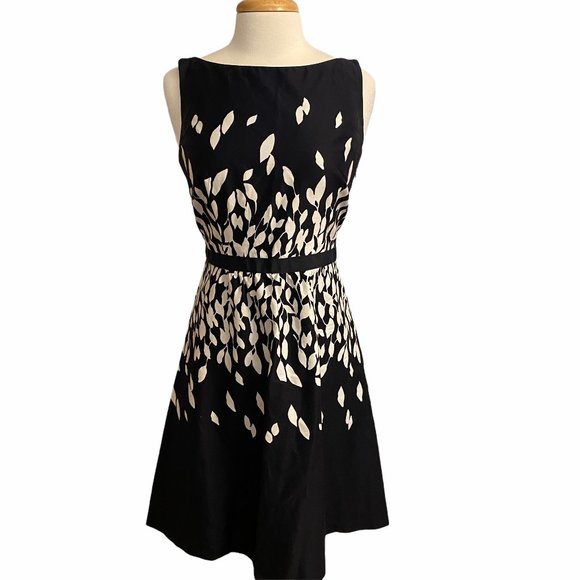 Loft Dress A Line Black White Size 8 - Picture 1 of 4